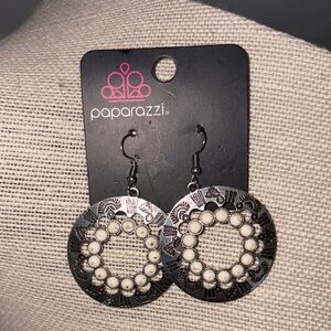 Paparazzi Silver Earrings with White Beads
